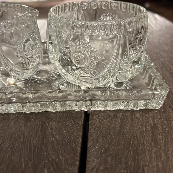 Crystal Cream and Sugar Bowl on Serving Dish - Picture 7 of 7